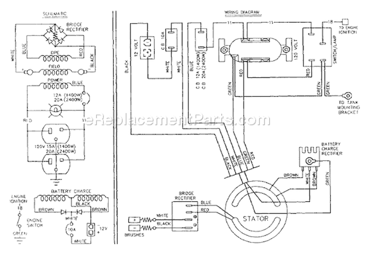 Page E Diagram and Parts List for 8965-1  Briggs and Stratton Generator